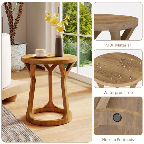 Kinfant Accent Side Table - Vintage Wood End Table Sofa Table with Bottom Shelf for Living Room, Bedroom, Office (1-Pack-Brown) - style: 1-pack-Brown