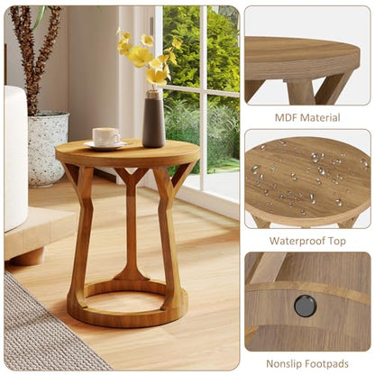 Kinfant Accent Side Table - Vintage Wood End Table Sofa Table with Bottom Shelf for Living Room, Bedroom, Office (1-Pack-Brown) - style: 1-pack-Brown