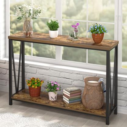 EXCEFUR Entryway Table, Narrow Sofa Console Tables Behind Couch, Modern Entry Table for Hallway Entrance Living Room, Rustic Brown - color: Rustic Brown