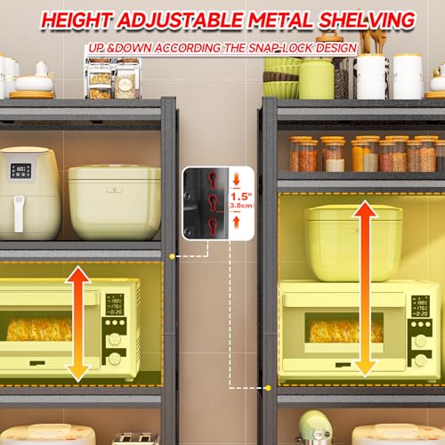 4 Tier Kitchen Storage Shelf, Kitchen Organizers Space Saving All Steel Freestanding Rack, Heavy Duty Metal Shelving Unit, Adjustable Open Shelf for Pantry Organizers and Storage. 54"H×23.6"W×13.8"D - size: 4 Tier 54"H×23.6"W×13.8"D