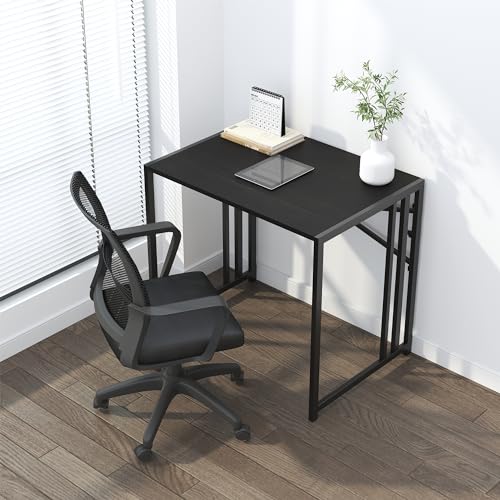 Lutown Teen Folding Computer Desk - 32 inch, Writing & Gaming, Small Space Office Desk, Black, No Assembly Required - color: Black, size: 32 Inch