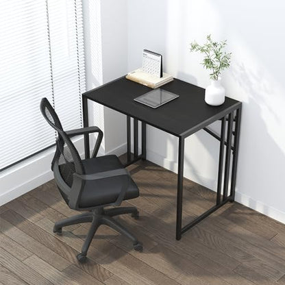 Lutown Teen Folding Computer Desk - 32 inch, Writing & Gaming, Small Space Office Desk, Black, No Assembly Required - color: Black, size: 32 Inch