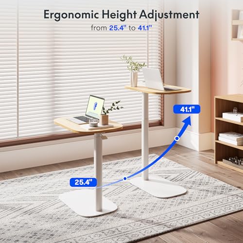 FLEXISPOT Adjustable C Table, Mobile Snack Side End Table Sofa Couch Bedside Table Laptop Cart TV Tray Night Stand Small Space Side Table(23.6" W x 13.8" D,Maple) - color: Maple, size: Small