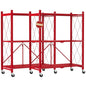DEANIC 3 Tier Foldable Storage Shelves with Wheels, Kitchen Appliance Stand, Freestanding Metal Wire Shelf Rack, No Assembly Organizer Rolling Cart for Garage, Basement, Pantry(Red Pack of 2) - color: Red