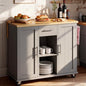SUNLEI Rolling Kitchen Island Cart with Wheels, Island Table for Kitchen, Farmhouse Kitchen Cart with Drop Leaf & Towel Rack & Drawer, Kitchen Islands Table with Storage Cabinet, Grey - style: Grey