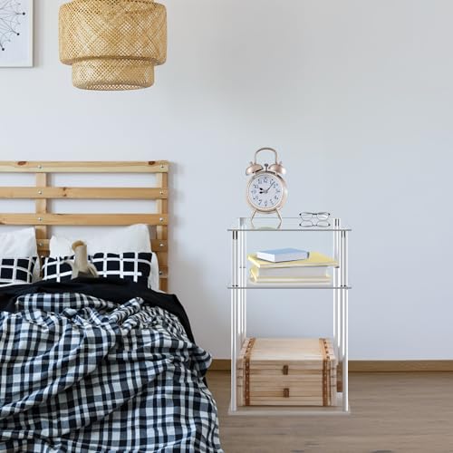 Jusalpha 3-Tier Heavy Duty Acrylic End Tables, Small Nightstand/Side Table for Living Room, Bedroom, Home Accent Side Table, 14''x 11.5''x 23.2'' - size: 3 Tier