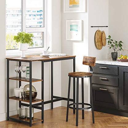 VASAGLE Bar Table with Sturdy Metal Frame, Easy Assembly, Industrial Design, 23.6 x 42.9 x 39.4 inches, Rustic Brown - color: Rustic Brown + Ink Black, size: 42.9"W, style: Industrial