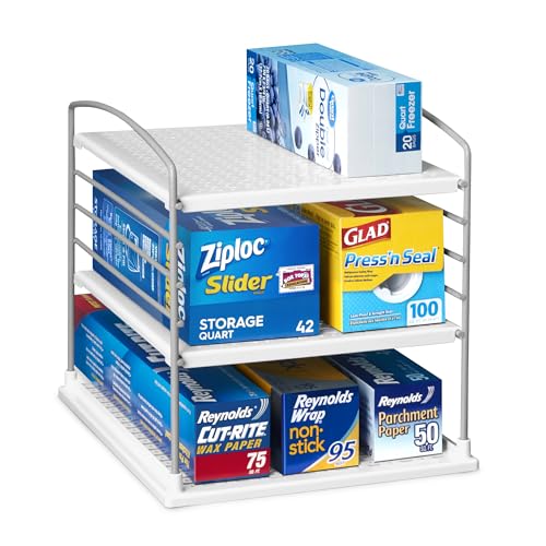 YouCopia UpSpace Adjustable Box Organizer for Foil Wrap and Kitchen Cabinet Storage, Original, White - size: Small Classic