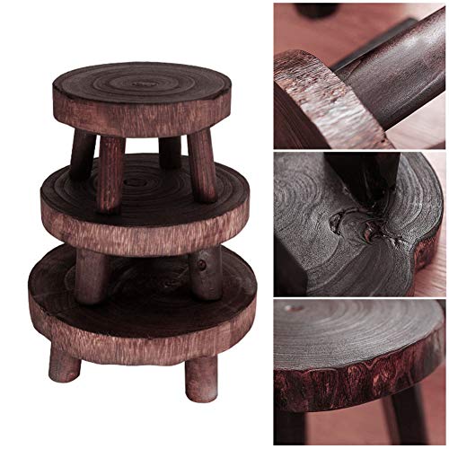 Wood Plant Stands Indoor Outdoor, 9cm/3.5 Tall Plant Holder Wooden Stool Display Stand Flower Pot Stand Small Round Side Plant Table Planter Stands for Indoor Plants (Brown, 17cm)