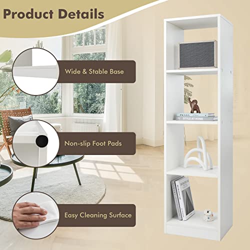 Tangkula 4 Cube Bookshelf, Freestanding 5 Tier Open Bookcase, Modern Cube Storage Organizer with Anti-toppling Device, Multipurpose Wooden Display Shelving for Living Room Study Office (1, 4-Cube) - size: 4-Cube