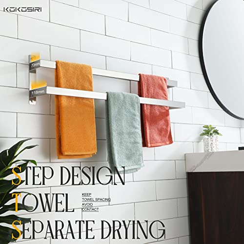 KOKOSIRI Bath Towel Bars 32 Inches Bathroom 2-Tiers Ladder Towel Rails Towel Holders Wall Mounted Towels Shelves Rack Brushed Stainless Steel, B5008BR-L32 - color: Brushed Nickel, size: 32-Inch
