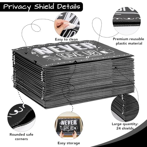 24-Pack Privacy Folders for Students Waterproof Durable Plastic Study Carrel Divider, Easy-to-Clean Classroom Desk Dividers Shield for School Teacher Supplies (Black) - color: Black