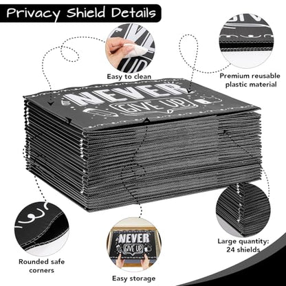 24-Pack Privacy Folders for Students Waterproof Durable Plastic Study Carrel Divider, Easy-to-Clean Classroom Desk Dividers Shield for School Teacher Supplies (Black) - color: Black