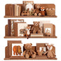 Novabright Nursery Book Shelves for Wall Set of 3 Floating Shelves,Brown | 16 Inch Organizer with Beaded Design, Bookshelf, Nursery, Bedroom, Living Room, Kitchen