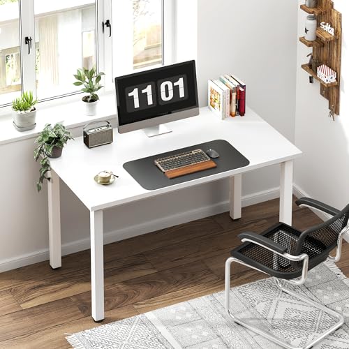 Need Small Computer Desk, 39.4 Inch Sturdy Writing Table, Compact, White | Metal Frame, Teens Study Table, Home Office Desk, Adjustable Feet, Water-Resistant, Dorms & Bedrooms, Easy Assembly - color: White, size: 39.4 inches