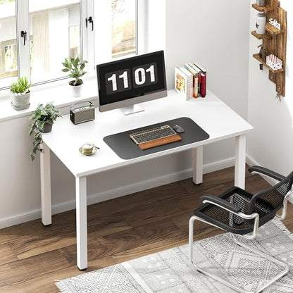 Need Small Computer Desk, 39.4 Inch Sturdy Writing Table, Compact, White | Metal Frame, Teens Study Table, Home Office Desk, Adjustable Feet, Water-Resistant, Dorms & Bedrooms, Easy Assembly - color: White, size: 39.4 inches