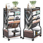 8-Tier Rolling Book Cart with Lockable Wheels, Double-Sided Storage Bookshelf for Narrow Spaces, Mobile Organizer Cart for Office, Library and Home