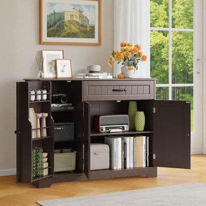 Ahomly Buffet Cabinet, Coffee Bar, Sideboard Cabinet with Internal Storage Shelf for Dining Room, Kitchen, Living Room, Kitchen and Laundry Room, Dark Brown - color: Dark Brown