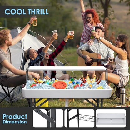 CDEN 4 ft ice Cooler Table, Outdoor Folding ice Table, Portable Cooler Table, ice Table, with Sink and Drain, with Removable Skirt (White) - size: WHITE