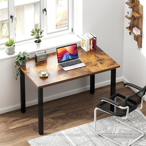 Need Small Computer Desk, 31.5 Inch Sturdy Writing Table, Rustic Brown | Black Metal Frame, Dorms & Bedrooms, Teens Study Table, Home Office, Adjustable Feet, Water-Resistant, Easy Assembly - color: Rustic Brown, size: 31.5 inches