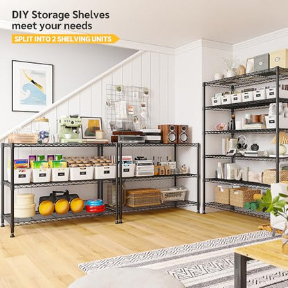 REIBII 75''H Storage Shelves Metal Shelving Unit, 6 Tier Wire Shelving for Pantry Shelves Adjustable 1200LBS Garage Shelving Heavy Duty Storage Rack for Kitchen Garage, 35.4''W*75''H*15.7" D - size: 35.4"W×75"H×15.7"D