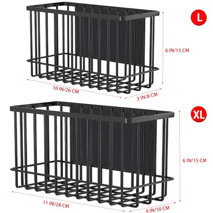 Magnetic Shelf Fridge Basket Bin for Whiteboard Washer Dryer Locker Cabinet | No Drilling Or Tools Needed, Reusable Magnet Organizer Classroom Office Home Kitchen Laundry Storage Rack Container Holder - style: (1-Pack) Black/L