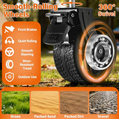 Wagons Carts Foldable, 500 lb 220L Collapsible Wagon with Brakes | Heavy folding wagon for groceries, camping, beach, outdoor hauling; large storage, brake control and compact folding design - color: Charcoal