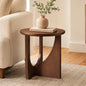 100% Solid Wood Round Side Table, 19.7'' Walnut Brown Small End Table, Sofa Side Table with Sculptural Curved Base, Minimalist Accent Table for Living Room, Bedroom, Reading Nook