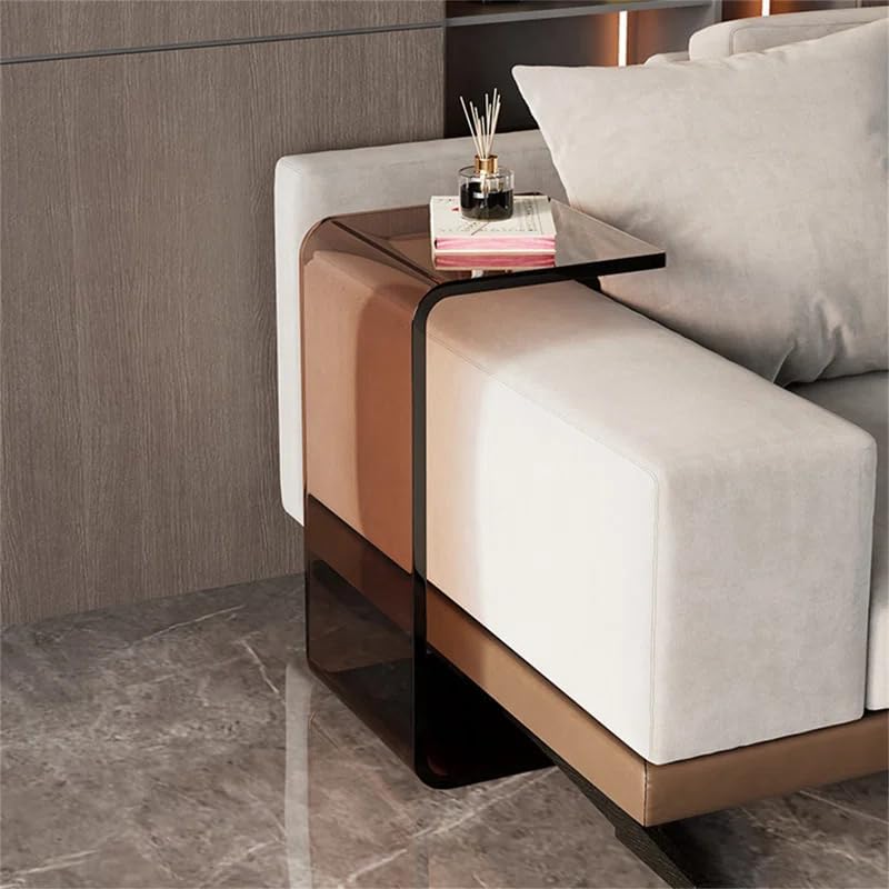 Acrylic End Table,C Shaped End Table, Acrylic Sofa Side Table, Bedside Table for Bedroom Small Simple Modern Coffee Table Suitable for Living Room - color: Brown