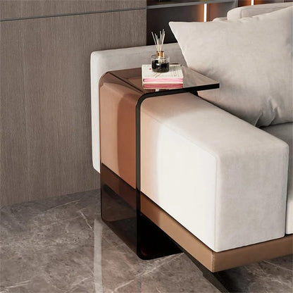 Acrylic End Table,C Shaped End Table, Acrylic Sofa Side Table, Bedside Table for Bedroom Small Simple Modern Coffee Table Suitable for Living Room - color: Brown