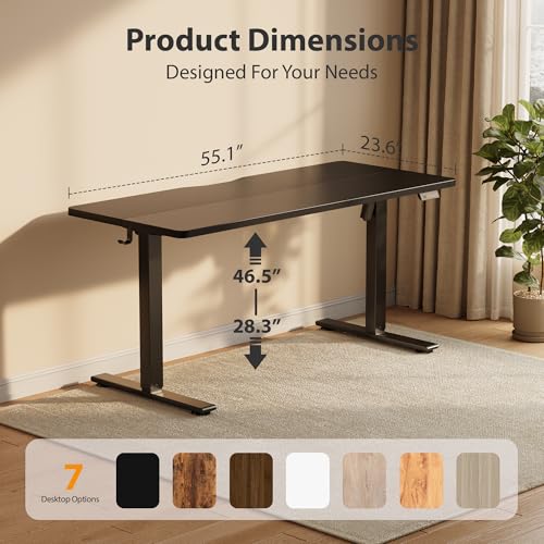 Cubiker Standing Desk, 55x24 Inches Sit Stand Home Office Desk, Electric Stand up Desk, Adjustable Desk with Splice Board, Black Frame/Black Top - color: Black, size: 55x24