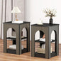 weselon End Table Set of 2, Mid-Century Modern Side Table with 3-Tier Storage Shelves and Arched Carving Lines, Square Fluted Nightstand for Living Room, Bedroom, or Office (2, Black) - color: Black