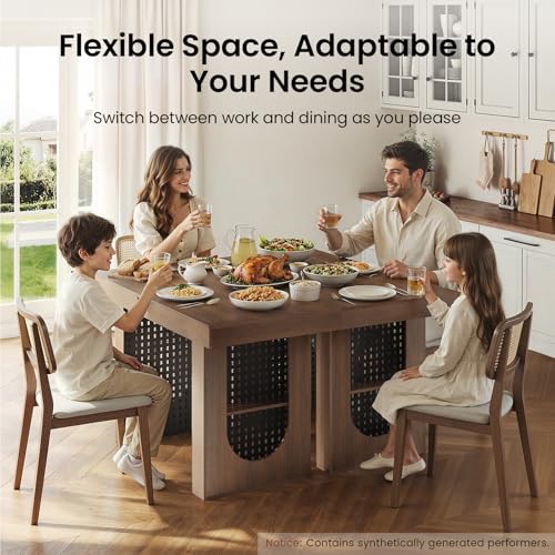 55" Convertible Computer Desk, 2-in-1 Flip-Top Desk & Dining Table with Hidden Storage, Built-in Power Strip, Pegboard, Soft-Close Gas Spring, Space-Saving for Small Apartment, Black Walnut - color: Black Walnut