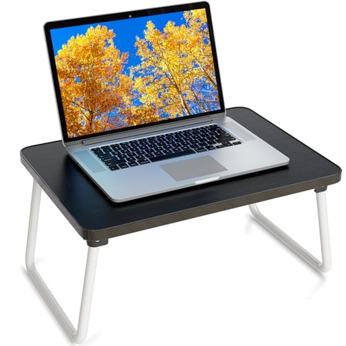 Foldable Lap Desk, Laptop Stand Bed Table Tray for Couch | Portable Breakfast Serving Tray, Lightweight Mini Lap Table, Works Great as Tablet Desk for Working, Reading & Writing, Black - color: Black