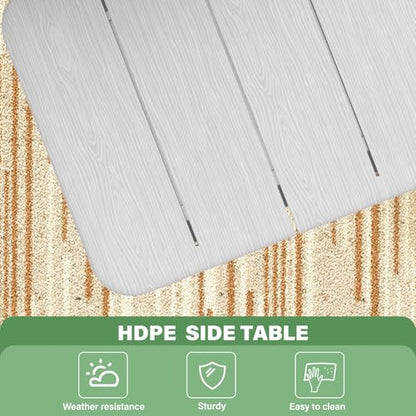 Patio Side Table, Small Rectangular HDPE Adirondack End Table for Outdoor Use in Pool, Garden, Lawn, Backyard,White - color: White