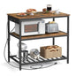 VASAGLE Kitchen Island with 3 Shelves, 39.4 Inches Width Kitchen Shelf with Power Strip, Large Worktop, Stable Steel Structure, Industrial, Easy to Assemble, Rustic Brown and Black UKKI105K01 - color: Rustic Brown + Black, size: 39.4"W x 34.9"H, style: wi