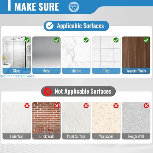 15 Pack Shower Caddy Adhesive Replacement - Strong No Drilling | Shower Shelf Adhesive Hooks for Bathroom Storage Shelves & Kitchen Racks, 3 Sizes Included