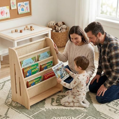 Perugina Wood Kids Bookshelf 5Tier(MapleWoodPattern) | DutchDesign Montessori Nursery Toddler Baby Book Shelf kidsroom - color: Maplewood Grainpattern