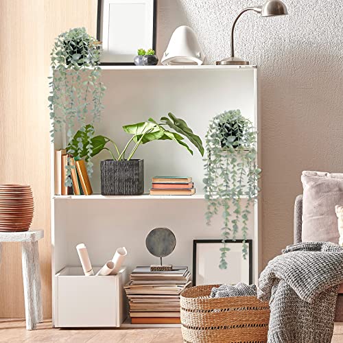 COCOBOO 2 Pcs Artificial Eucalyptus Plants Shelf Hanging Fake Plant in Pot for Wall Bedroom Home Patio Indoor Outdoor Decor - size: 5.9in-24in