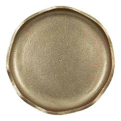Kate and Laurel Alessia Modern Decorative Metal Drink Table; 8 x 8 x 22; Gold; Stunning Cast Aluminum Pedestal Plant Stand with Rough Texture and Deckled Edge - color: Gold
