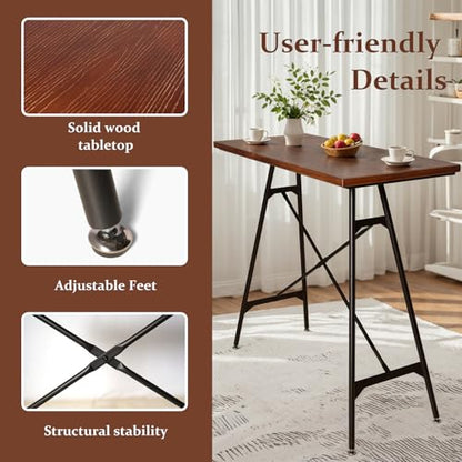 LOKKHAN Modern Industrial Table - 45.3” L x 41.34” H - Rectangular Desk for Home Office, Dining, Side Table - Writing Desk with Cross Bracing - Compact Multipurpose Study, Computer, Craft Workstation