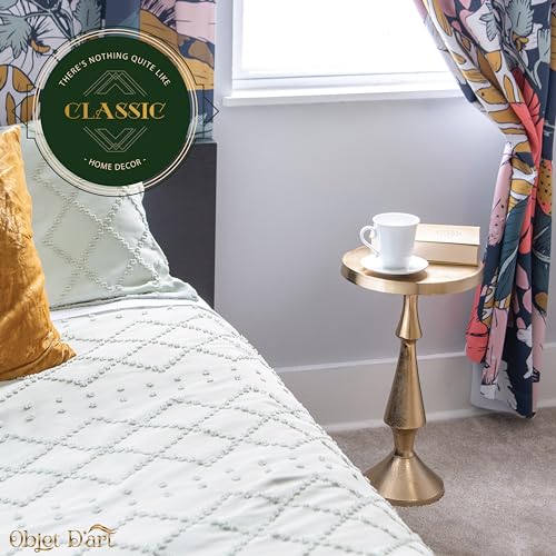 OBJET D'ART Larissa Small Round Gold End Table, 21" H | Vintage Metal Accent, Side Table, Pedestal, Cocktail, Drink Table, Living Room, Small Spaces, Modern Look, Quality Build - style: Larissa
