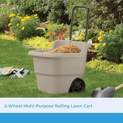 Suncast 2-Pack Multipurpose Rolling Lawn and Garden Utility Cart, 15 Gallon, Taupe - Outdoor Storage Carts with Wheels - Gardening Accessories, Tools, and Equipment - size: 2 Pack