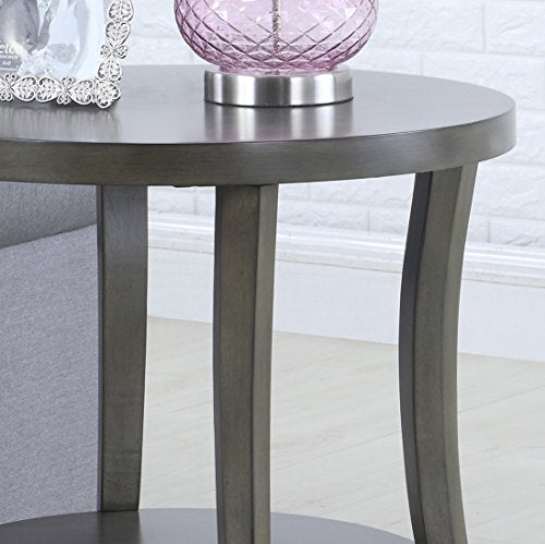 Roundhill Furniture Perth Contemporary Oval Shelf End Table, Gray - color: Grey