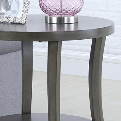 Roundhill Furniture Perth Contemporary Oval Shelf End Table, Gray - color: Grey