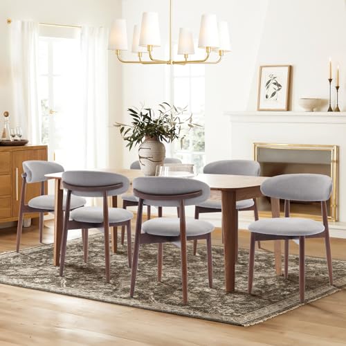 COLAMY Wooden Dining Chairs Set of 4, Modern Fabric Upholstered Dining Room Chair, Farmhouse Kitchen Chair with Foot Pegs, Light Grey - color: Lightgrey, size: Set of 4