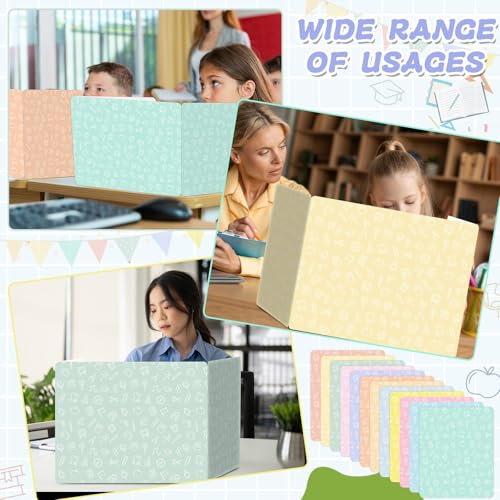 gisgfim 24 Pack Privacy Shields for Student in 12 Pastel Colors Desk Dividers Durable Privacy Folders Testing Dividers Shield Study Boards Panel Partition for Classroom Teacher Back to School Supplies - style: Pastel
