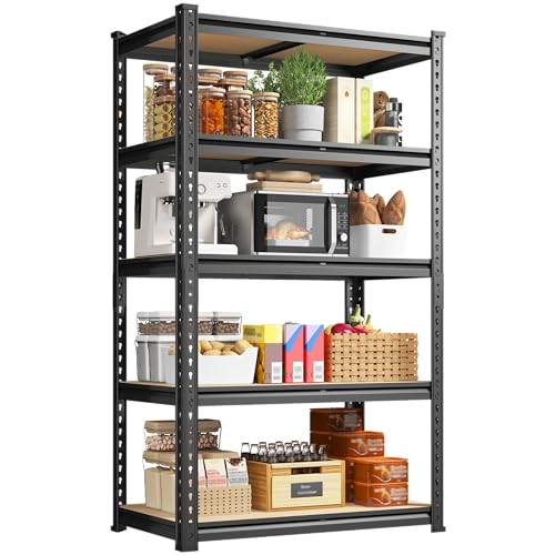 DurayLoly 5-Tier Storage Shelves,1980LBS Heavy Duty Metal Shelving Unit,Adjustable Pantry Shelves Storage Rack for Kitchen Closet Laundry Living Room,59.8" H x 27.55" W x 11.81" D - size: 59.8" H x 27.55"W x 11.81" D