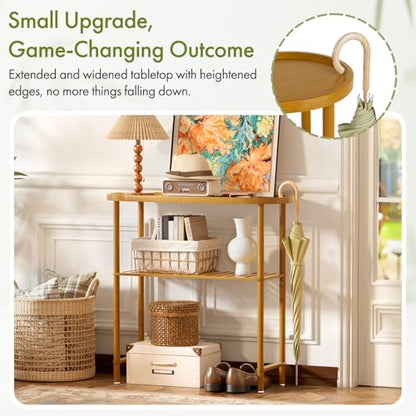 Small Entryway Table Bamboo, Narrow Hallway Table 2-tier, Slim Console Table with Anti-fall Edge, Sofa Side Table 5min Assembly, Small TV Stand, Plant Stand, Walnut, 30.7"L x 11.8"W x 29.7"H - color: Walnut, size: 30.7"L x 11.8"W x 29.7"H