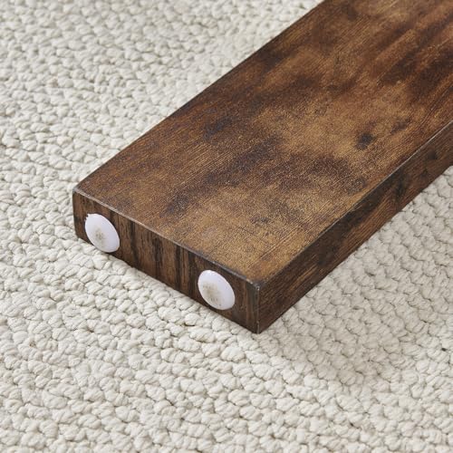 Living Room Rectangle Coffee Table, Tea Table Suitable for Waiting Room, Modern Side Coffee Table with Wooden Leg, Glass Tabletop with Lower Shelf.(brown) - color: Brown